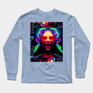 Neon Cyberpunk Urban Pop Girl Long Sleeve T-Shirt